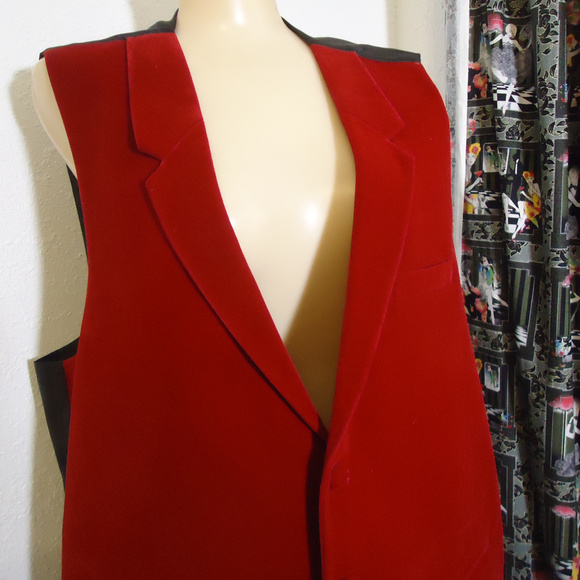 LN Red Velvety 2xl Smoking Jacket Vest